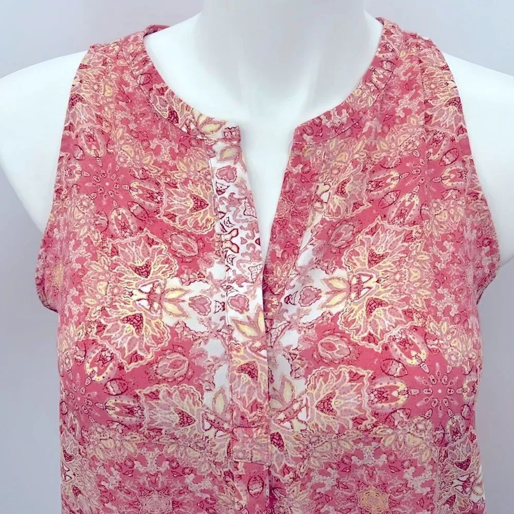 Carolina Belle mandala print sleeveless pink white top